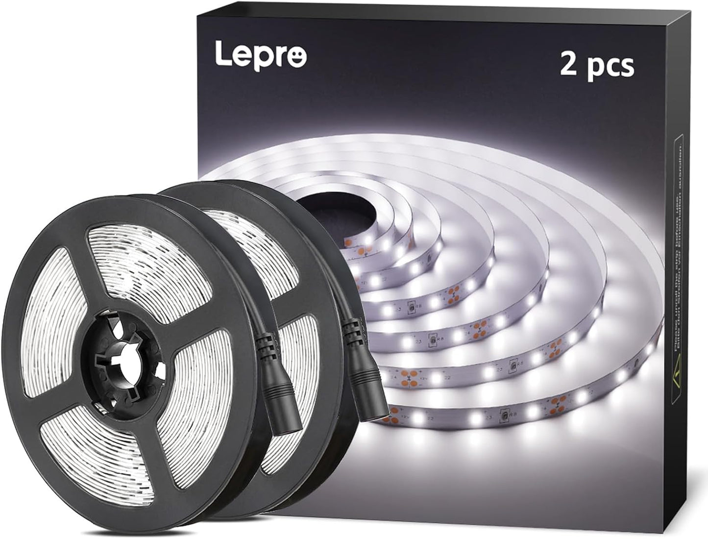 Lepro LED Strip Kaltweiß, 10M(5M*2) LED Streifen 12V Selbstklebend, Band jeder mit 300 Stück 2835 LEDs 2300 Lumen, 6000K Dimmbar Leiste, Kaltweiss DIY Lichtband für Innen Heim Deko, kein Netzteil