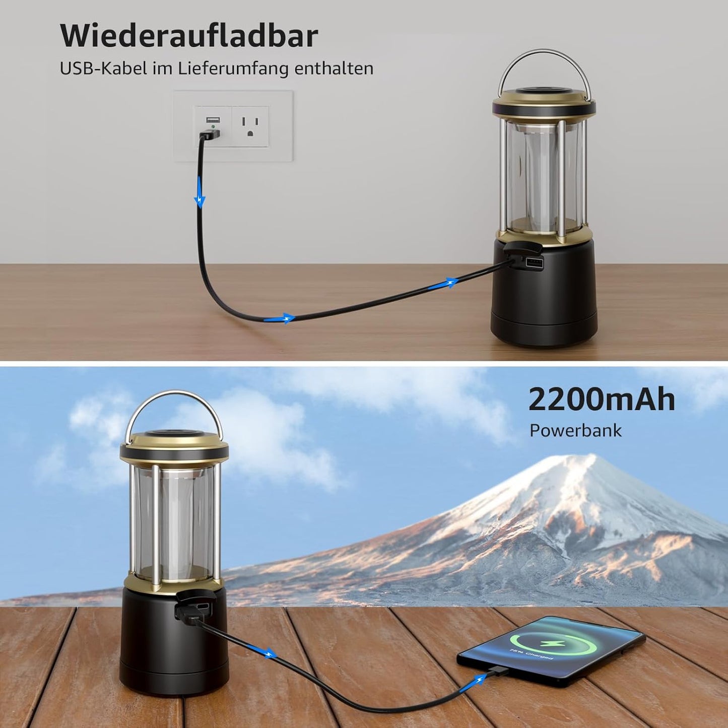 Lepro LED Campinglampe Batterie£¬Black