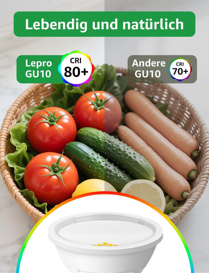 Lepro Energieklasse A GU10 LED Neutralwei? Lampe, 3.3W 4000K 590lm, Nicht Dimmbar Leuchtmittel, Energiesparendes GU 10 LED Spot, 100¡ã Abstrahlwinkel f¨¹r K¨¹che, Badezimmer, Arbeitsfl?che, 5 St¨¹ck