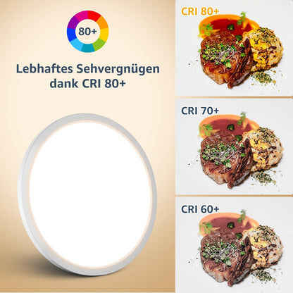 Lepro Deckenlampe 24W, IP44 Wasserfest Deckenleuchte，3000K 2400LM Badezimmer Lampe, Warmweiß Deckenleuchte Badezimmer, ideal Badezimmerlampe Decke für Bad Schlafzimmer Wohnzimmer, Ø29.3cm, 2 Stücke