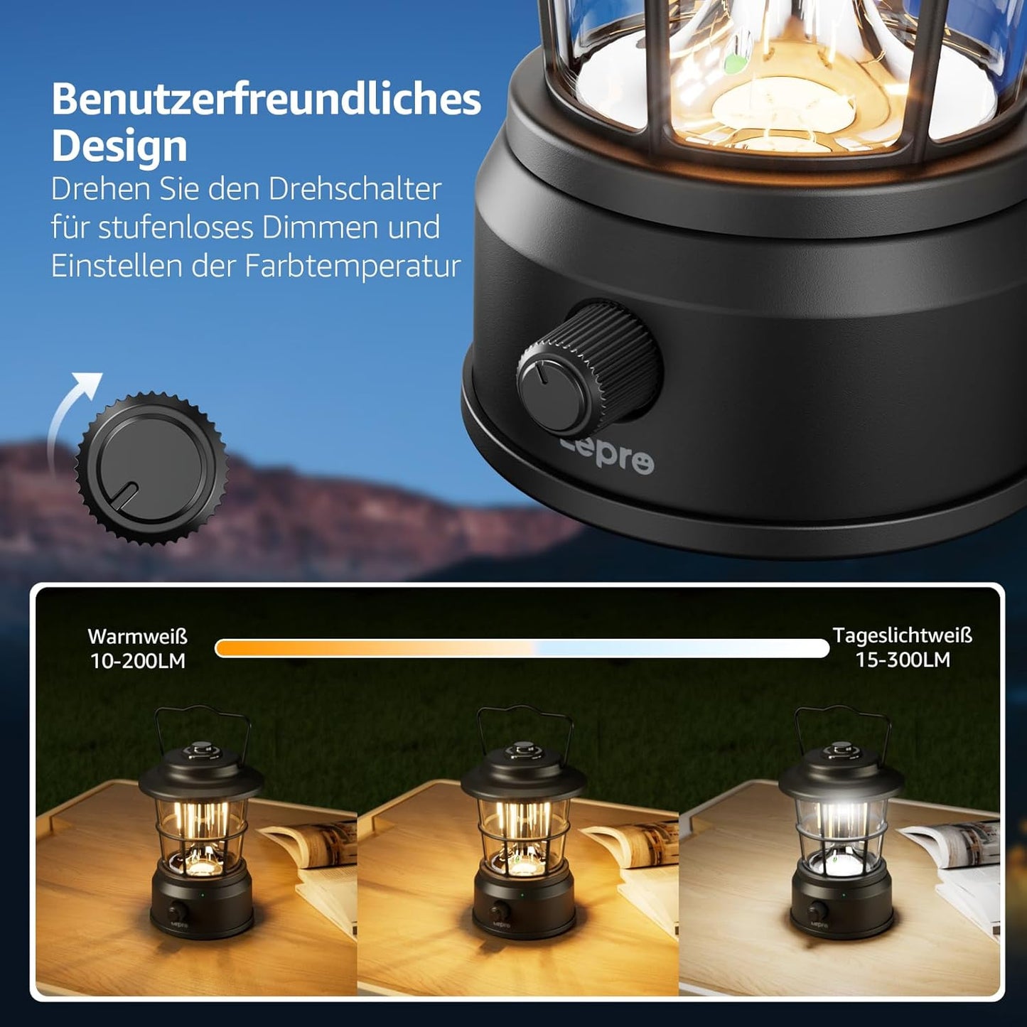 Lepro USB LED Campinglampe£¬Black