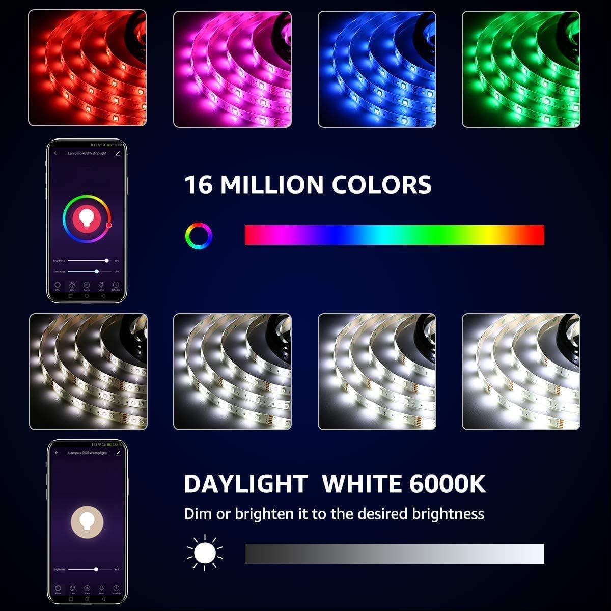 Lepro Smart LED Strip 5M Outdoor, RGBW Dimmbar 300 LEDs, LED Streifen Wifi, Wlan LED Band IP65 wasserdicht, LED Lichtband Außen, Kompatibel mit Alexa,App,Google Home