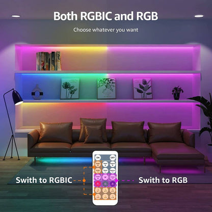 Lepro LED MagicColor Strip 20M(2x10M), 600 LEDs Streifen Lichterkette, Musik Band mit Fernbedienung, Lichtband Wasserdicht IP65 für Weihnachten