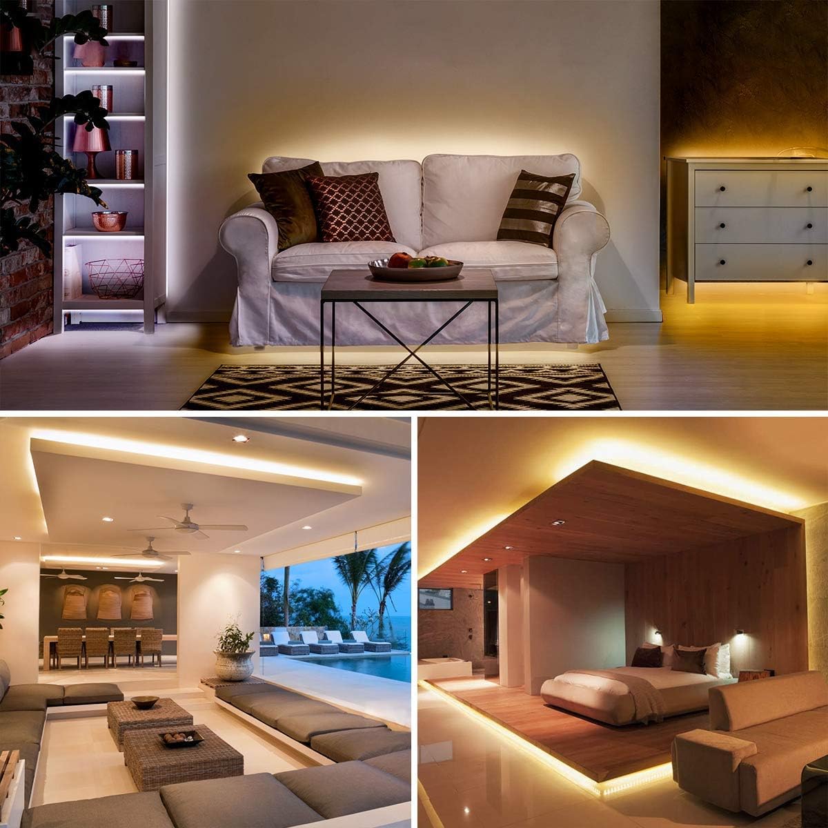 Lepro LED Strip 5M Set Dimmbar,Warmweiß bis Kaltweiß LED Streifen 12V Selbstklebend, Flexibel DIY LED Band, IP20 LED Leiste, 300 LEDs SMD 2835, LED Lichtband für Innen Küche Zimmer Deko