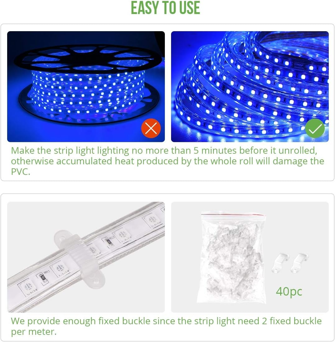 LE 20M LED Stripes, 5050 SMD LEDs, 220V-240V LED Streifen, Superhelle mehrfarbig RGB, IP65 wasserdichte außere dekorative Lichterketten