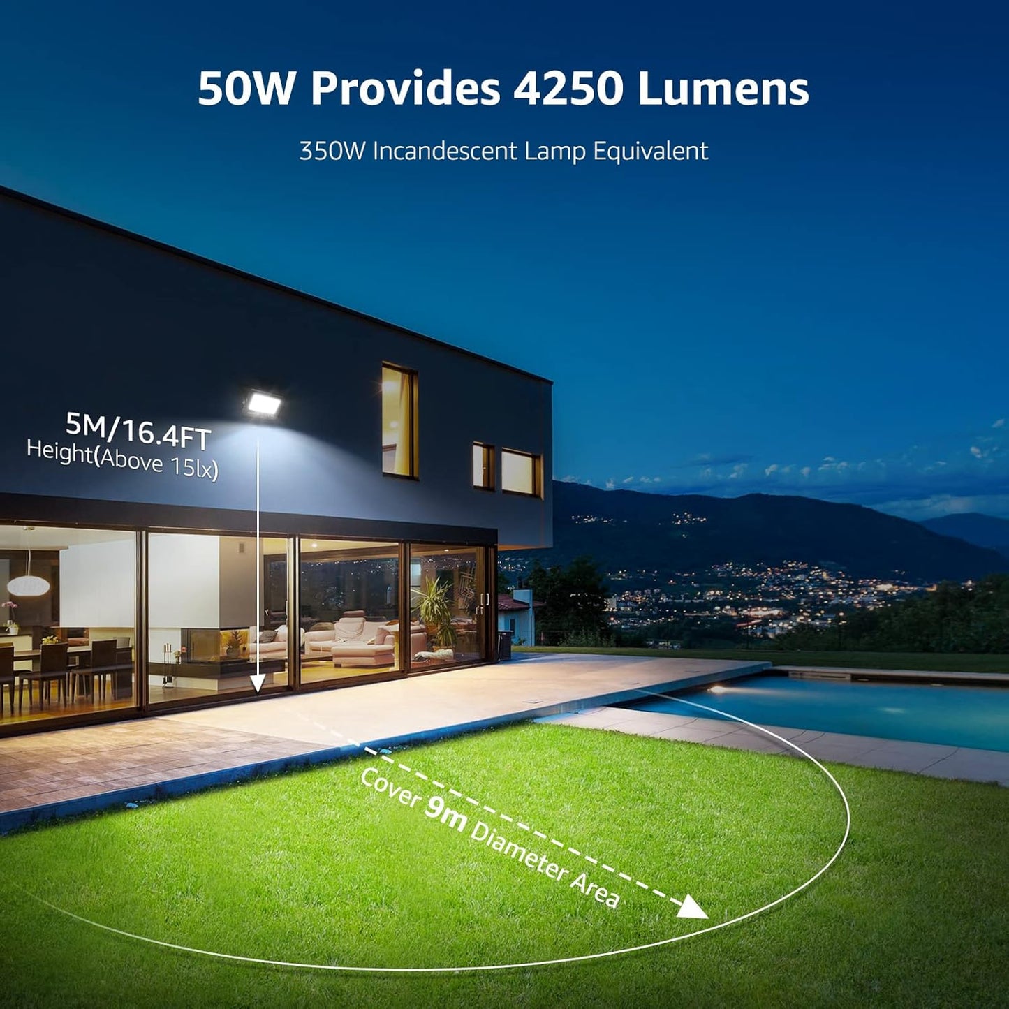 Lepro LED Strahler 50W, Außen, Superhell 4250LM Scheiwerfer, IP65 Wasserfest Fluter 5000K Kaltweiß Aussenstrahler, für Hinterhof, Auffahrt, Türen, Garage, Flur, Garten