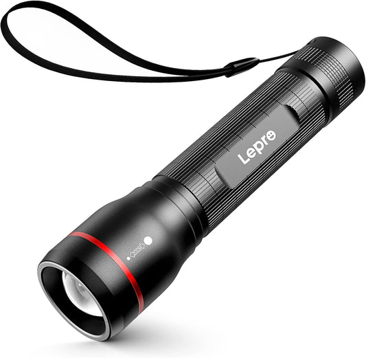 Lepro LED Taschenlampe Extrem Hell, OSRAM LE3000 P9 Batteriebetriebene Taschemlampen, IPX4 Wasserdicht Zoombare Handlampe mit 5 Modi, für Camping, Outdoor, Wandern, 4 AA Batterien(nicht enthalten)
