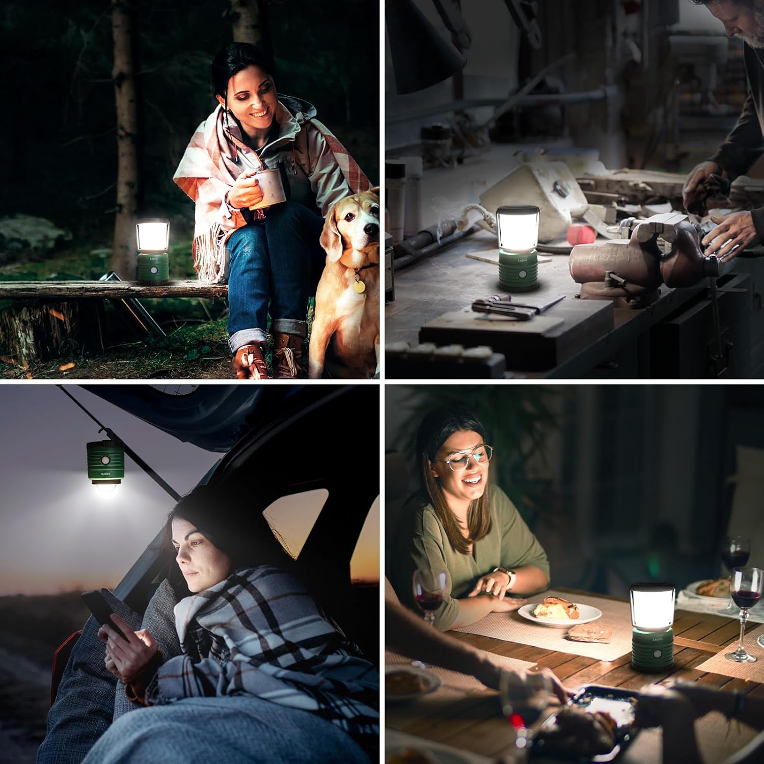 Lepro Campinglampe, Super Hell 1500 Lumen Außenleuchten, 4 Leuchtmodi batteriebetriebene Suchscheinwerfer, wasserfeste Notfallleuchte für Stromausfällen, Wandern, Notfall, Angeln und so weiter