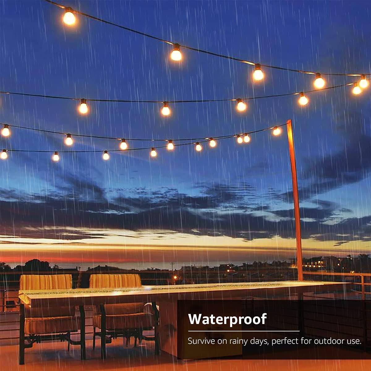 LE Solar Lichterkette Glühbirnen Aussen, 7.62M 25 LEDs G40 Außen Beleuchtung, USB wiederaufladbar, 4 Modus Solarlichterkette für Garten, Hochzeit, Balkon, Haus, Weihnachten Deko, Warmweiß