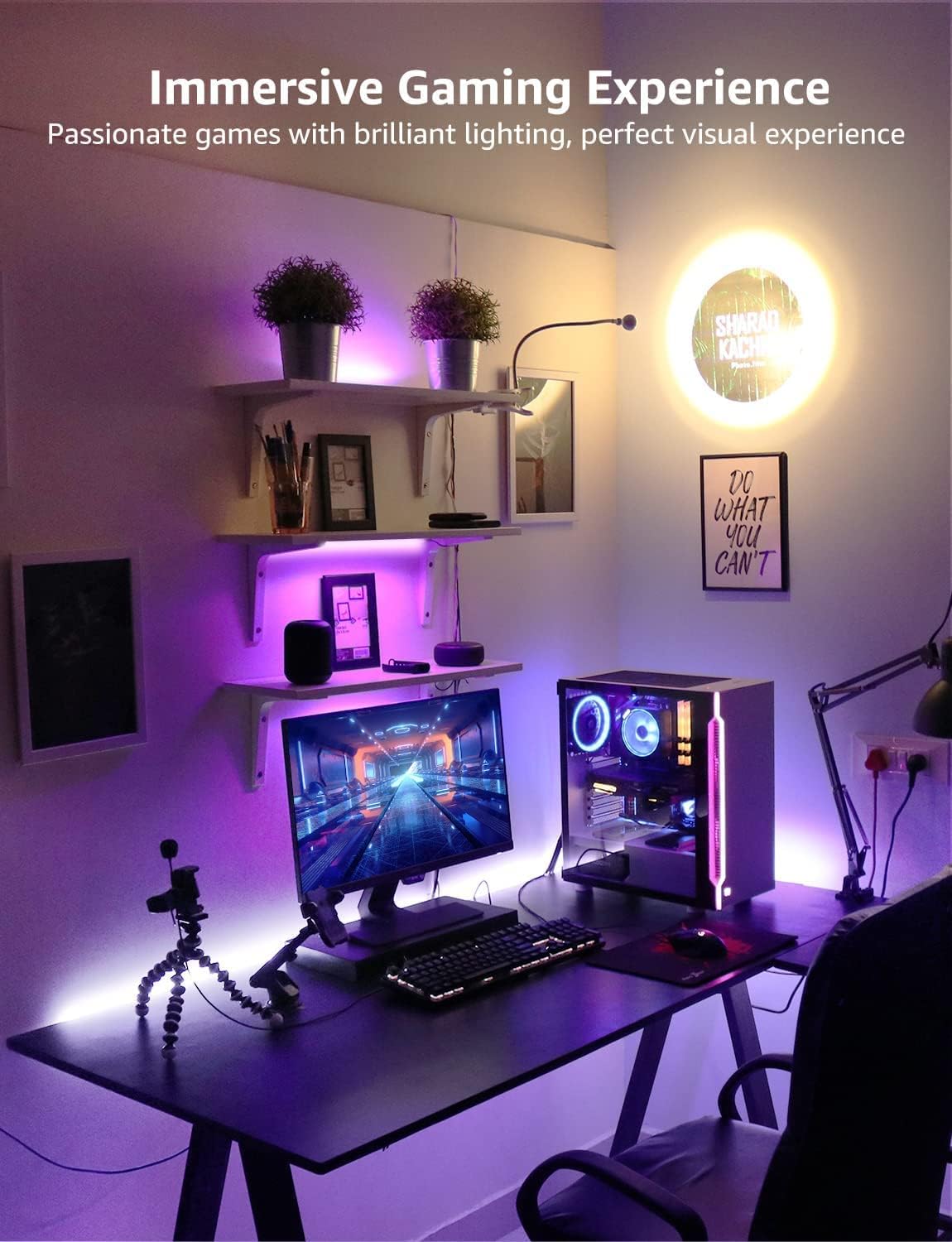 Lepro Smart LED Strip, 5M LED Streifen, RGB 150 LEDs, IP20 Smart LED Leiste inkl. Fernbedienung, WiFi LED Band Lichterkette für Haus,Küche,Party,Lichtband Kompatibel mit Alexa, Google Home nur 2.4GHz