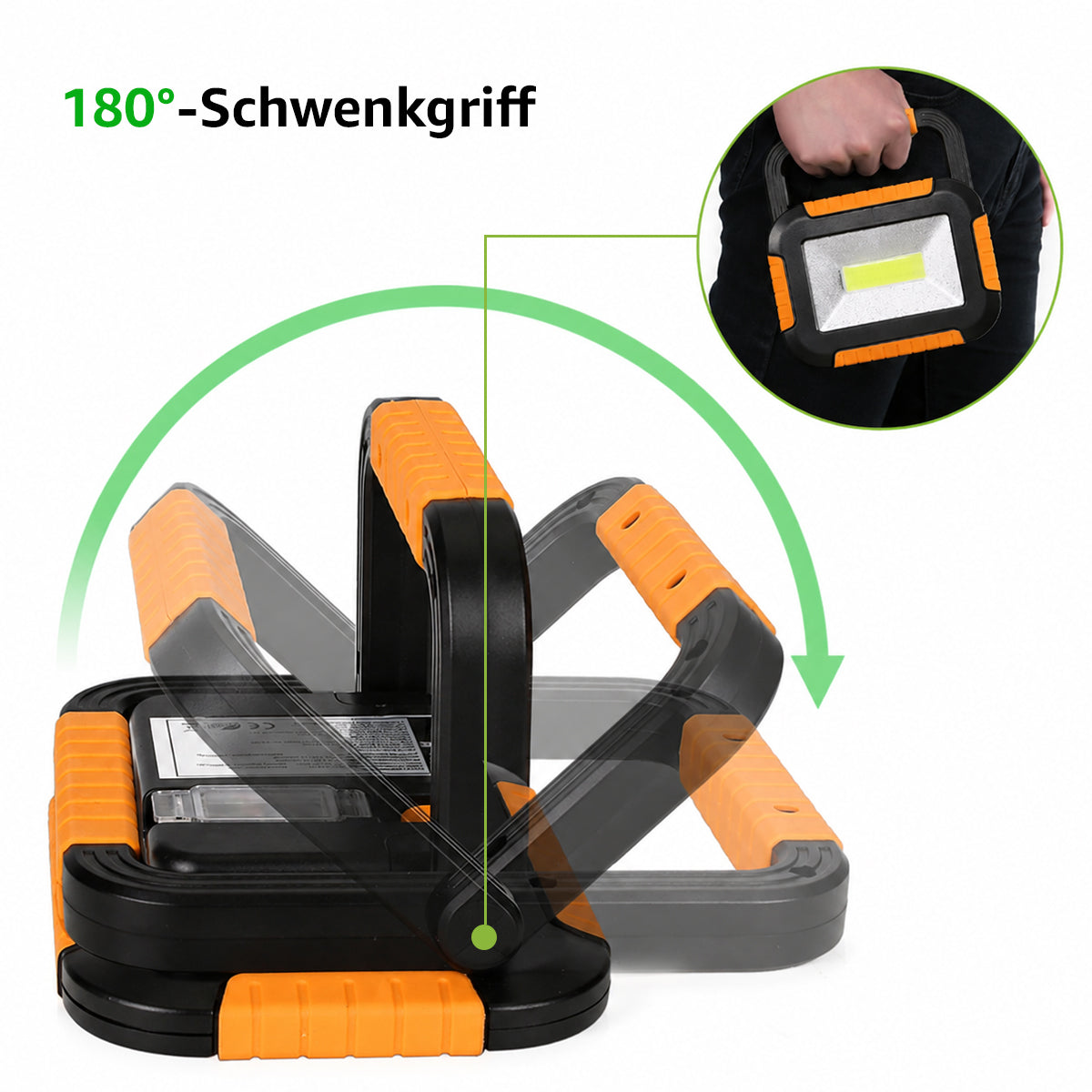 LE Campinglampe Wiederaufladbare Arbeitsleuchte Dimmbar 1000lm, Orange | 10W superhell Baustrahler mit 4400mAh Powerbank, Dimmbar, mit 3 Lichtmodi, für Stromausfällen, Zelt, Camping, Notfall [Energieklasse A]