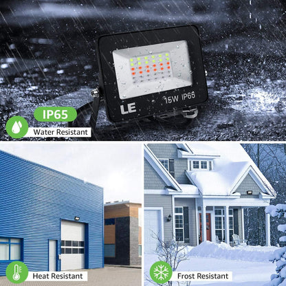 Lepro 15W LED Strahler RGB mit RF-Fernbedienung, 2er Wasserdicht LED Fluter mit Memory-Funktion, Dimmbar Farbwechsel Außenstrahler, IP65 Farbig Außenlampe, Bunt Flutlicht für Garten, Party Deko