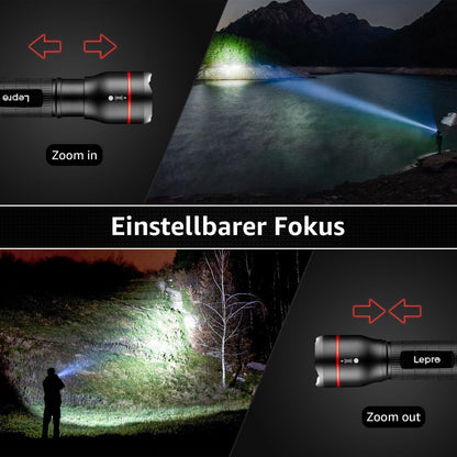 Lepro LED Taschenlampe, LE2000 Extrem Hell LED Taschenlampen mit 5 Modi, Zoombare Camping Handlampe, wasserdichte Flashlight für Camping, Outdoor, Wandern, Angeln, Geschenk (2 Stück)