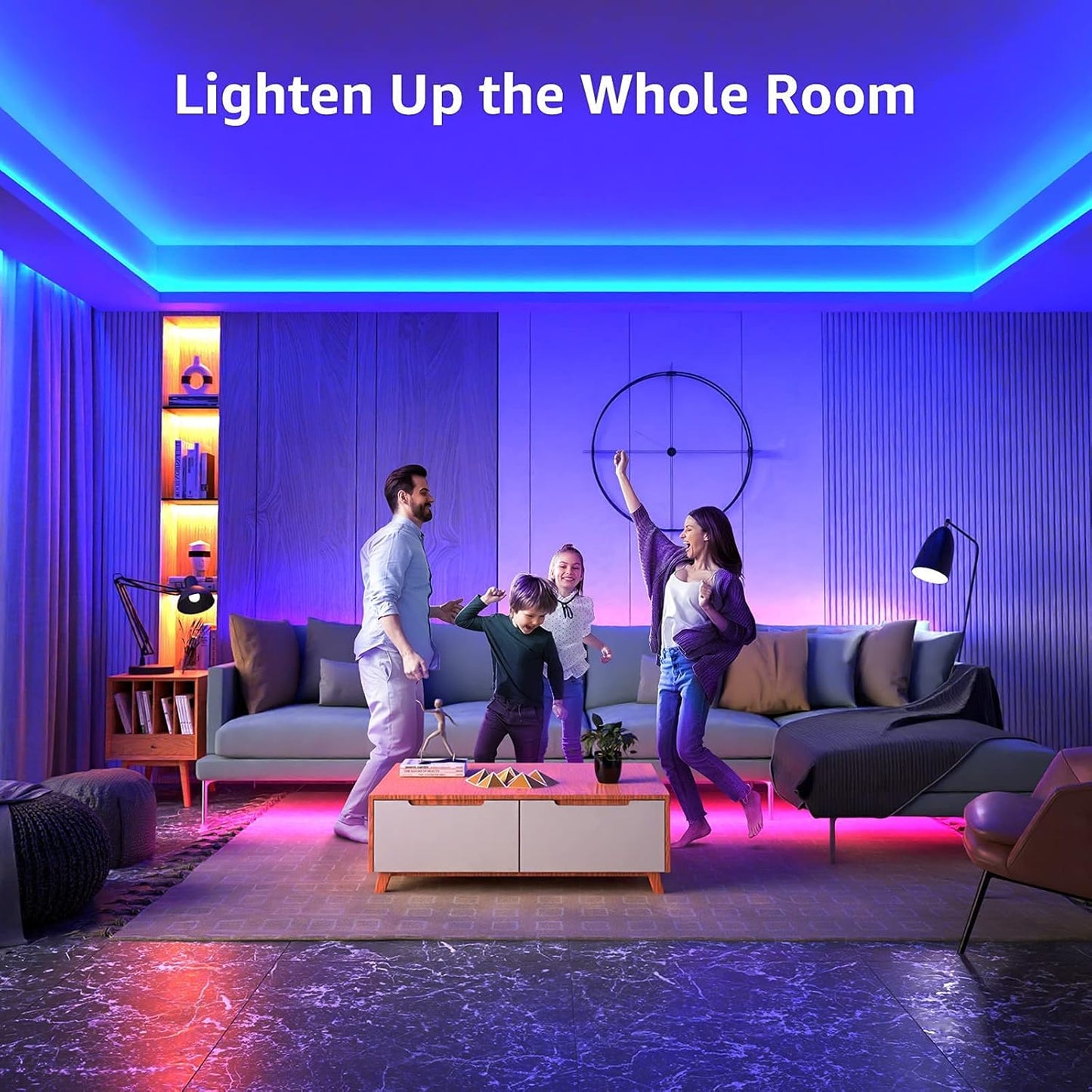Lepro LED Strip 5M RGB Set, 5050 SMD 150 LEDs Streifen, 12V, LED Band Selbstklebend, Flexibel LED Lichtband, LED Lichterkette IP20, Bunt LED Leiste Kette Dimmbar, Netzteil und Controller enthalten