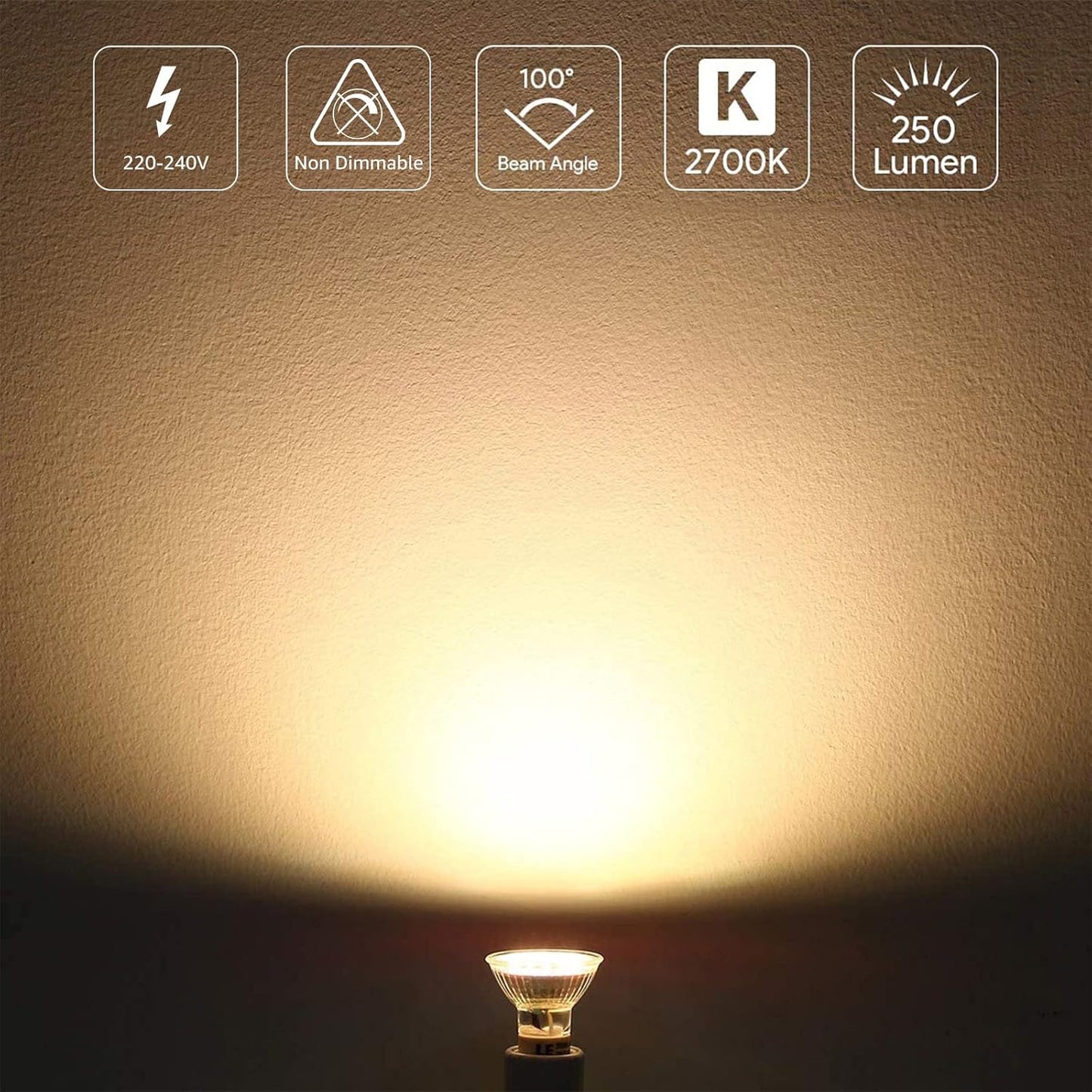 Lepro GU10 LED Lampe, 3W 250 Lumen LED Leuchtmittel, 2700 Kelvin Warmweiß, 100 Grad Abstrahlwinkel, 5er Pack