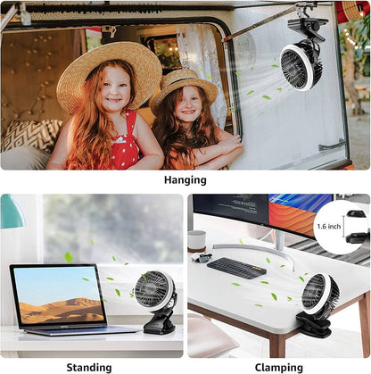 Lepro Camping Ventilator mit Licht, Campinglaterne mit Ventilator, Tragbar USB Ventilator, Zeltventilator mit Aufhängehaken, Wiederaufladbar USB-Ladeeingangslüfter für Outdoor, Camping, Büro, Grill