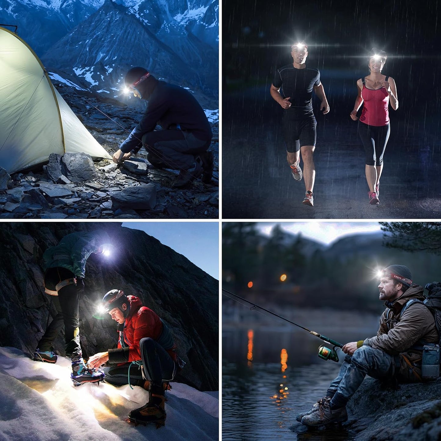 Lepro Stirnlampe LED Wiederaufladbar, 2000 Lux Superhell Kopflampe Stirnlampe mit Rotlicht und 6 Lichtmodi, IPX4 Wasserdicht Leicht Stirnleuchte, Ideal für Camping&Joggen, Rot