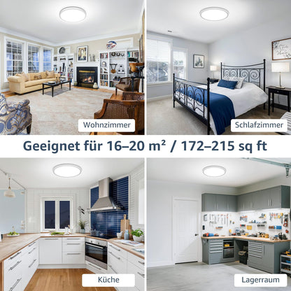 Lepro Deckenlampe 24W, IP44 Wasserfest Deckenleuchte，3000K 2400LM Badezimmer Lampe, Warmweiß Deckenleuchte Badezimmer, ideal Badezimmerlampe Decke für Bad Schlafzimmer Wohnzimmer, Ø29.3cm, 2 Stücke