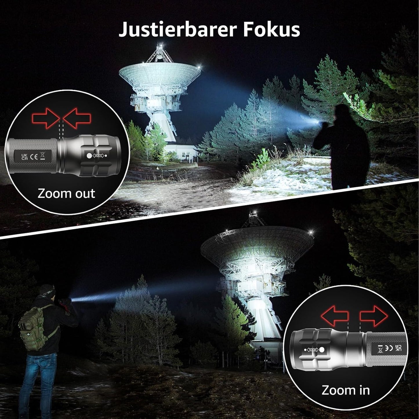 Lighting EVER LED Taschenlampe Klein, Extrem Hell & Zoombar Mini Taschenlampen Batteriebetrieben f¨¹r Kinder, Wasserdichte Handlampe f¨¹r Camping, Outdoor, Notf?lle (2er-Pack in Gunmetal)