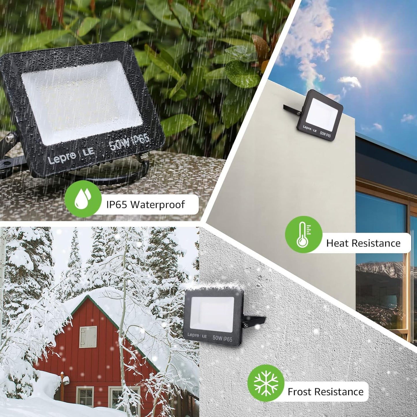 Lepro LED Strahler 50W, Außen, Superhell 4250LM Scheiwerfer, IP65 Wasserfest Fluter 5000K Kaltweiß Aussenstrahler, für Hinterhof, Auffahrt, Türen, Garage, Flur, Garten