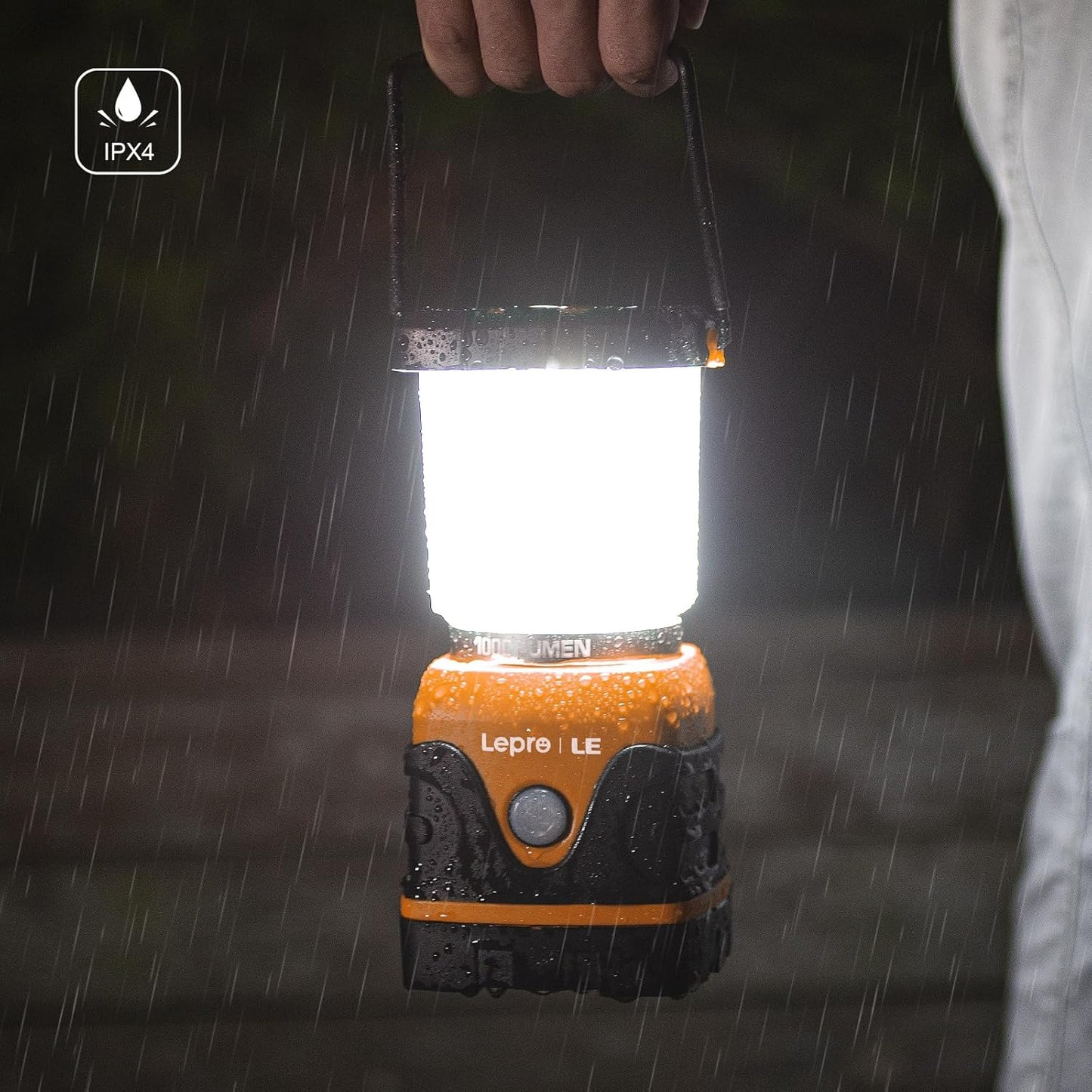 LE LED Campinglampe, Ultra Hell 1000 Lumen, 4 LeuchtmodiI Dimmbar Suchscheinwerfer, Batteriebetrieben Notfallleuchte f¨¹r Stromausf?llen, Wandern, Notfall, Ausf?lle und so weiter, 1 St¨¹ck, Orange