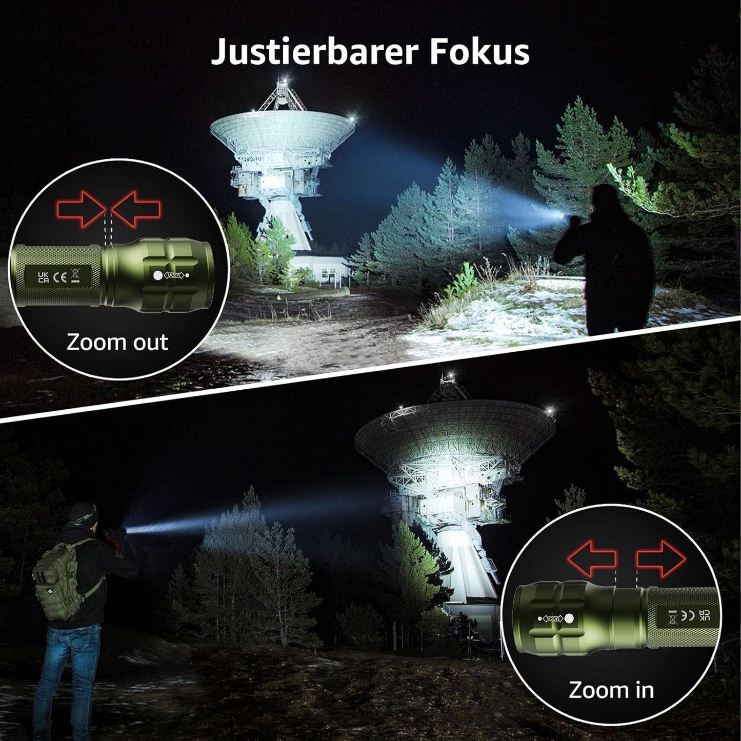 Lighting EVER LED Taschenlampe Klein, Extrem Hell & Zoombar Mini Taschenlampen Batteriebetrieben für Kinder, Wasserdichte Handlampe für Camping, Outdoor, Notfälle (2er-Pack in Grün)