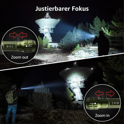 Lighting EVER LED Taschenlampe Klein, Extrem Hell & Zoombar Mini Taschenlampen Batteriebetrieben für Kinder, Wasserdichte Handlampe für Camping, Outdoor, Notfälle (2er-Pack in Grün)