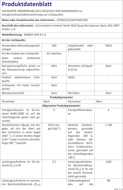Lepro Energieklasse A E14 LED warmweiss Lampe 2.2W 470 Lumen P45 2700K Warmweiß LED Glühbirne,entspricht 40W Glühlampe,300° Abstrahlwinkel Nicht Dimmbar Energiesparlampe, 4er-Pack