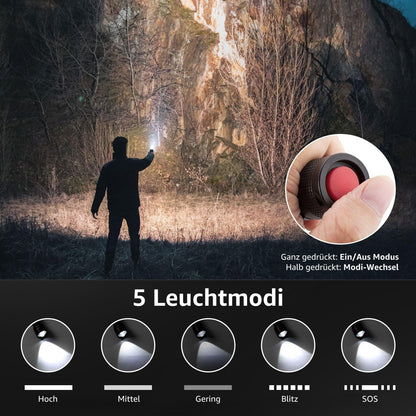 Lepro LED Taschenlampe, LE2000 Extrem Hell LED Taschenlampen mit 5 Modi, Zoombare Camping Handlampe, wasserdichte Flashlight für Camping, Outdoor, Wandern, Angeln, Geschenk (2 Stück)
