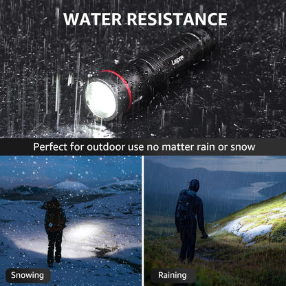 Lepro LED Taschenlampe Extrem Hell, OSRAM LE3000 P9 Batteriebetriebene Taschemlampen, IPX4 Wasserdicht Zoombare Handlampe mit 5 Modi, für Camping, Outdoor, Wandern, 4 AA Batterien(nicht enthalten)