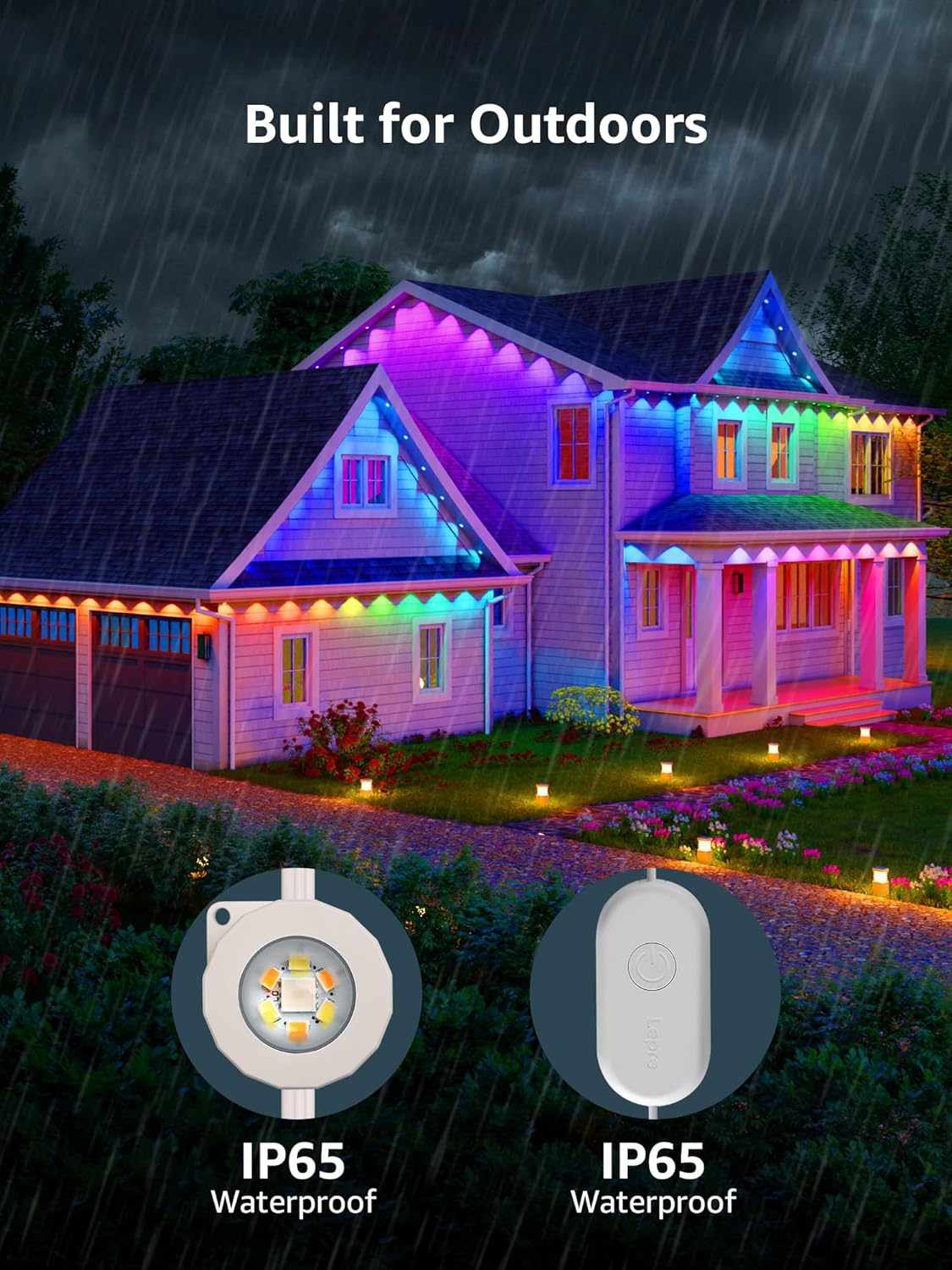 Lepro E1 Permanente Außenleuchte mit 36 LED-Leuchten, intelligenter RGB-Farbwechsel, Traufenlichter, wasserdichte Außenleuchten für Hausverkleidung, App-Steuerung, perfekt für Weihnachten, Urlaub