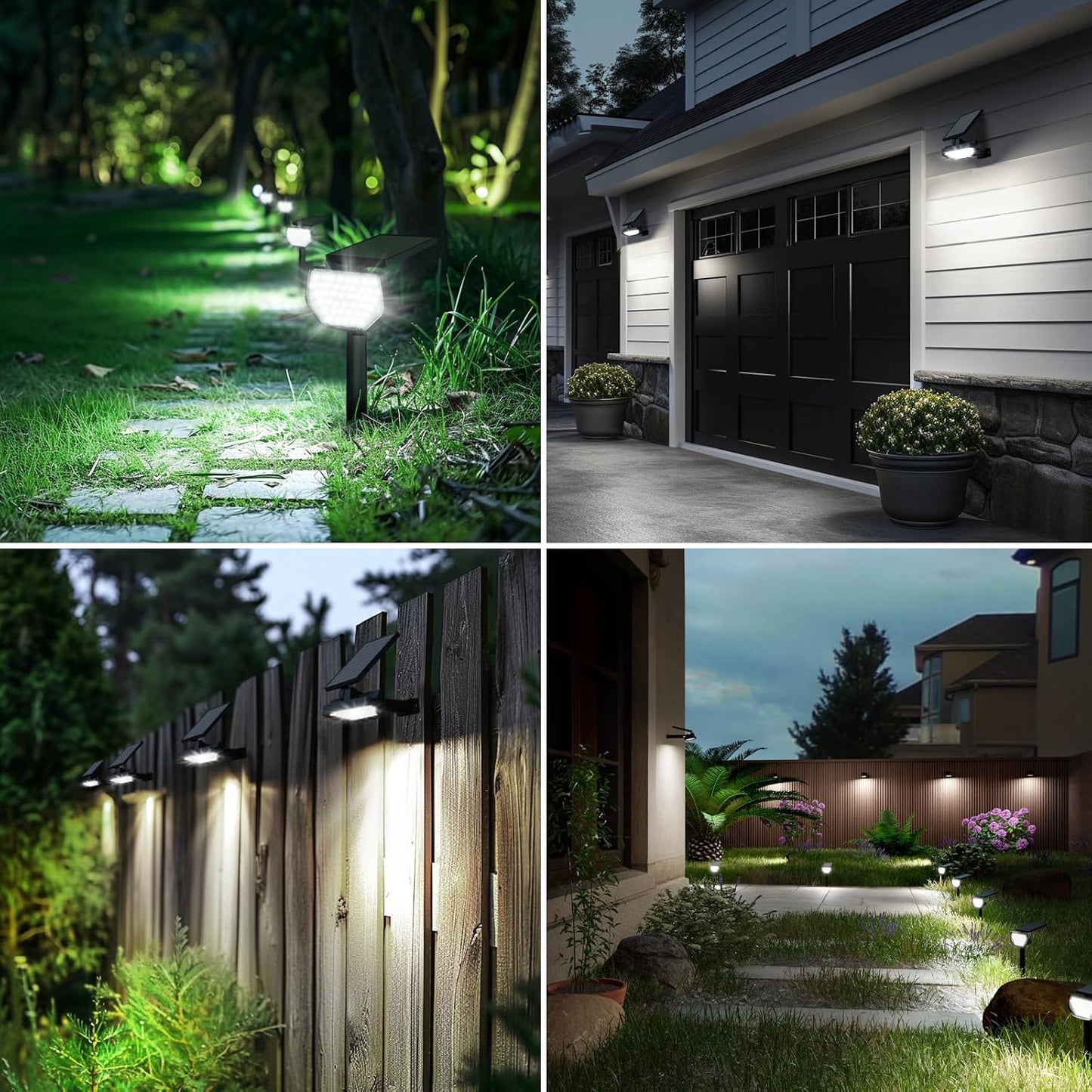 Lepro Solarlampen für Außen Garten, IP65 Solarleuchten mit Drehbaren Solar Panel, 2-in-1 Solar Strahler Außen mit 2 Beleuchtungsmodi, Solar Wegeleuchten für Gärten, Eingang, Garage, 4 Stück Warmweiß