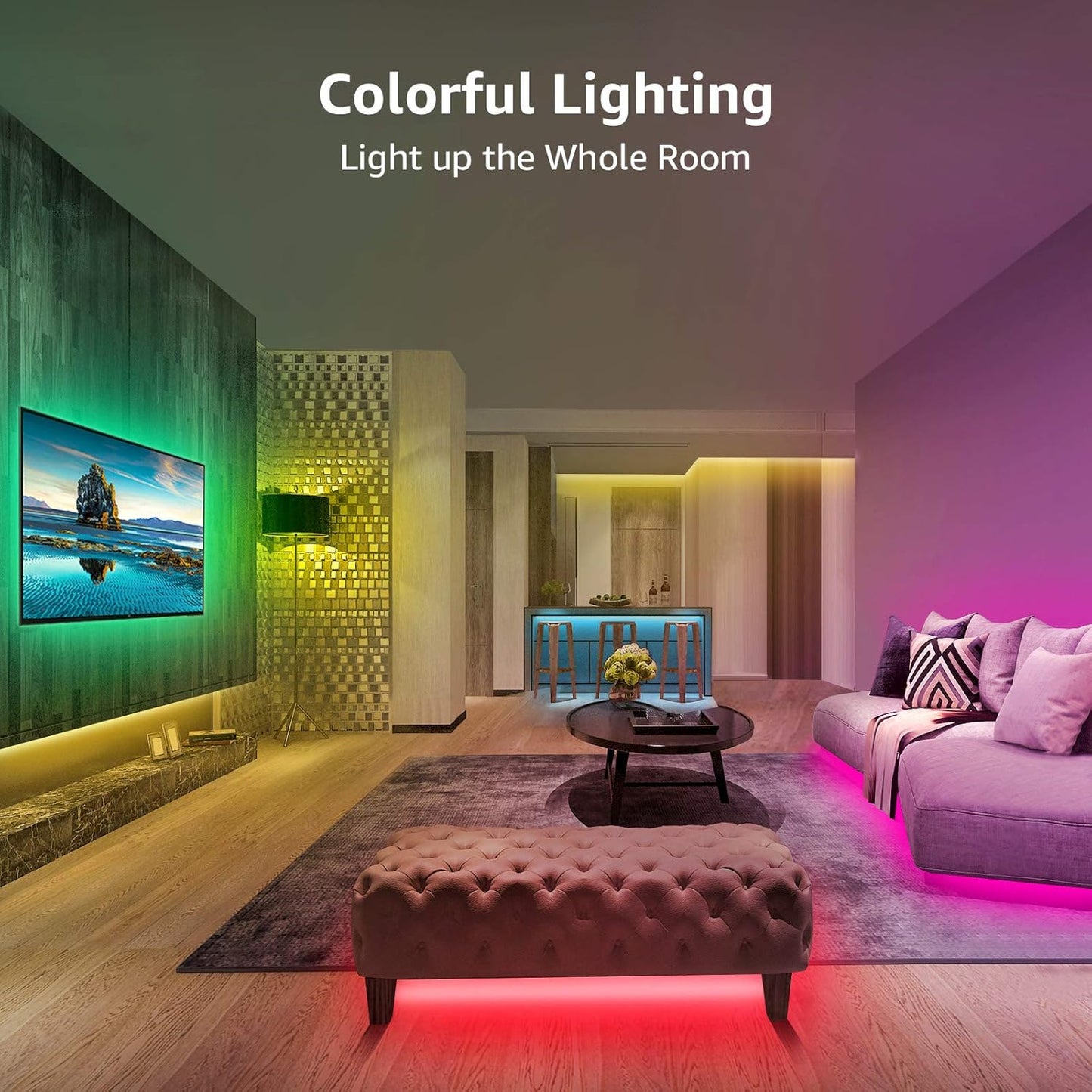 Lepro LED Strip 20M(2x10M) RGB Set, 5050 SMD 600 LEDs Streifen, 12V, LED Band Selbstklebend, Flexibel LED Lichtband, LED Lichterkette IP20, LED Leiste Kette Dimmbar, Netzteil und Controller enthalten