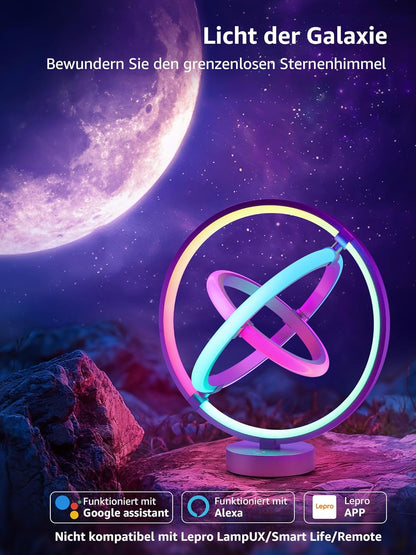 Lepro AI Smart Tischlampe TB1, Personalisierter KI-Lichtdesigner, Musik Sync/APP Sprachsteuerung Tischleuchte, Table Lampe Dimmbar, RGB+IC-Technologie, Kompatibel mit Alexa/Google, Keine Fernbedienung