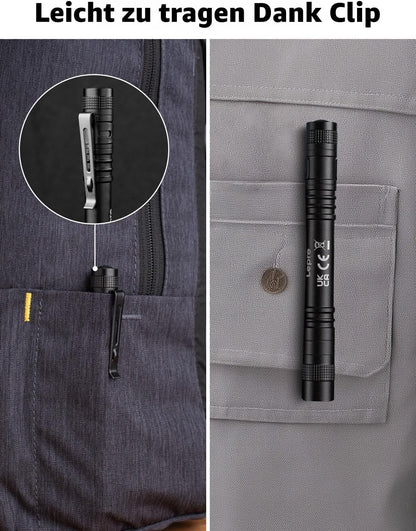 Lepro UV Taschenlampe, 365nm UV Lampe mit Clip, Batteriebetrieben Schwarzlicht Taschenlampe, Vielseitig & Tragbar Bernstein Lampe für Lecksuche, Haustierurin und Falschgeld-Erkennung