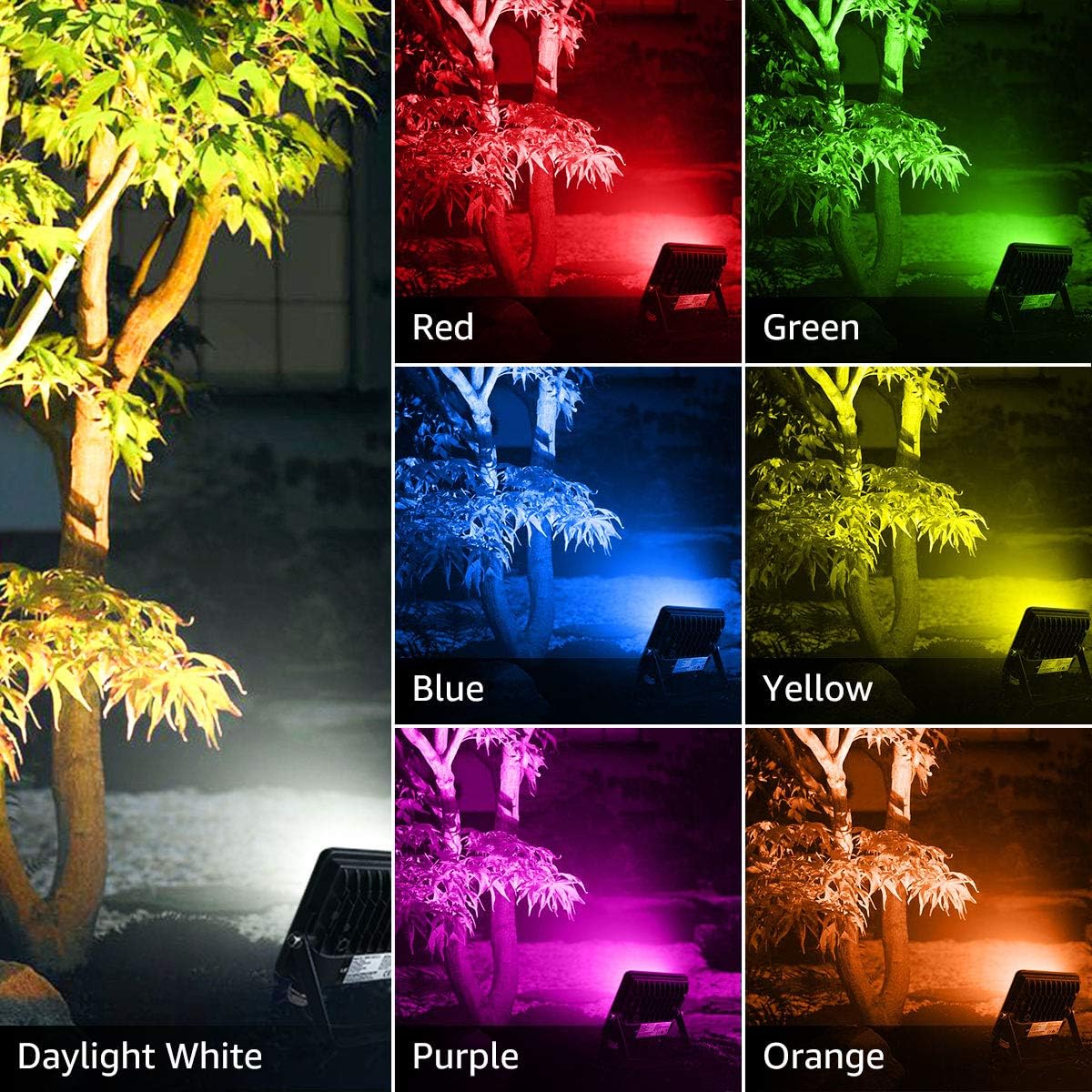 Lepro 15W LED Strahler RGB mit RF-Fernbedienung, 2er Wasserdicht LED Fluter mit Memory-Funktion, Dimmbar Farbwechsel Außenstrahler, IP65 Farbig Außenlampe, Bunt Flutlicht für Garten, Party Deko