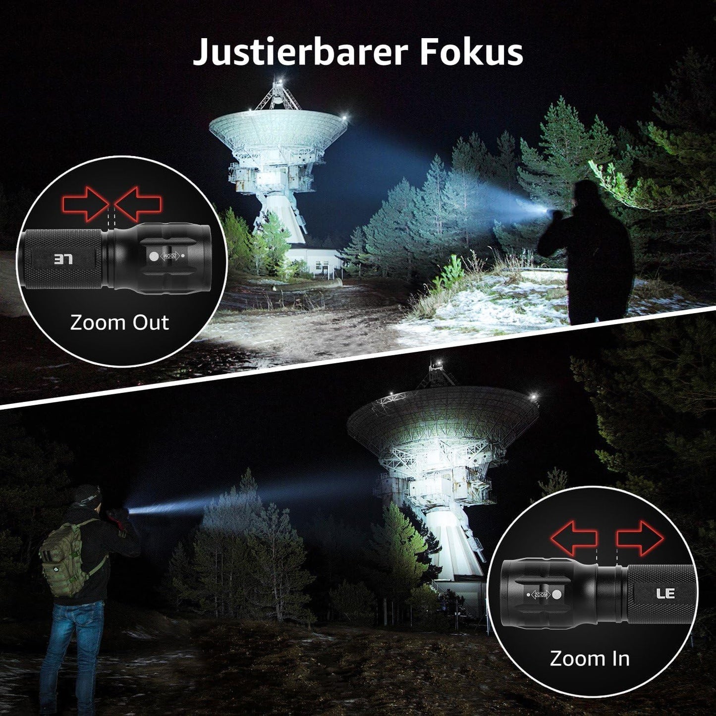 Lighting EVER LE LED Taschenlampe Klein, Extrem Hell & Zoombar Mini Taschenlampen Batteriebetrieben für Kinder, Wasserdichte Handlampe für Camping, Outdoor, Notfälle (2er-Pack)