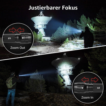 Lighting EVER LE LED Taschenlampe Klein, Extrem Hell & Zoombar Mini Taschenlampen Batteriebetrieben für Kinder, Wasserdichte Handlampe für Camping, Outdoor, Notfälle (2er-Pack)