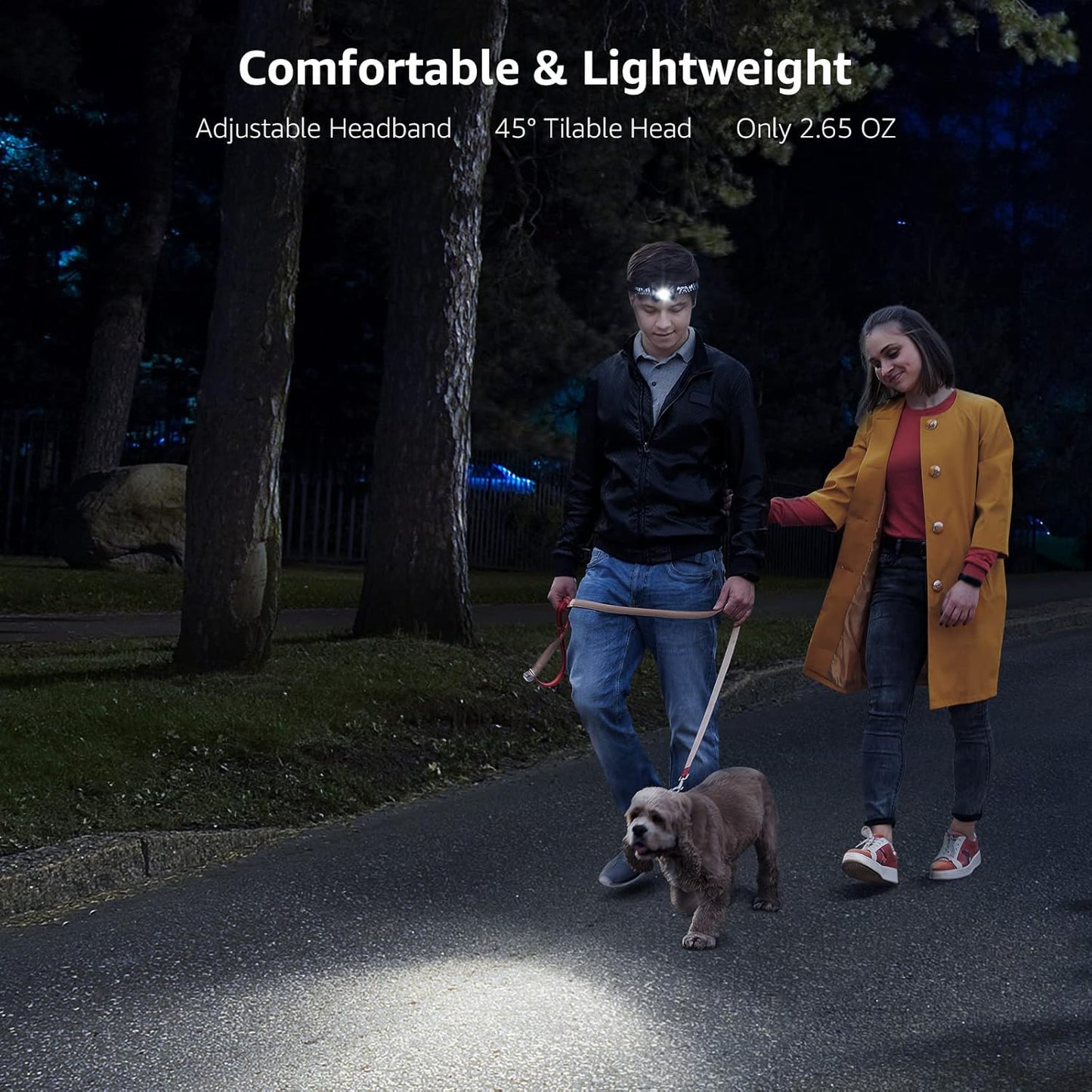 Lepro Stirnlampe LED Wiederaufladbar, 2000 Lux Superhell Kopflampe Stirnlampe mit Rotlicht und 6 Lichtmodi, IPX4 Wasserdicht Stirnleuchte, Ideal für Camping&Joggen, Schwarz [inkl. USB Kabel]
