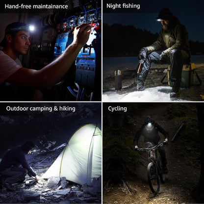 Lepro Stirnlampe, 1300 Lux LED XPG Kopflampe mit 6 Lichtmodi Scheinwerfer und Rotlicht, IPX4 spritzwassergeschütztes Gehäuse, Batteriebetrieben Stirnlampen, Ideal für Camping Joggen, Blau, 2 Stück