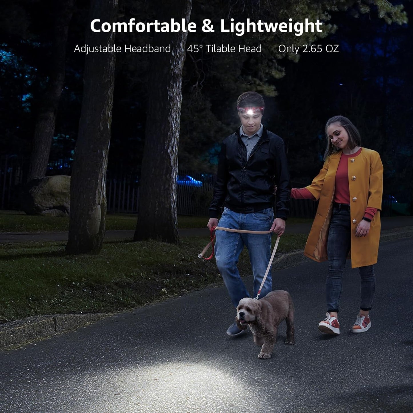 Lepro Stirnlampe LED Wiederaufladbar, 2000 Lux Superhell Kopflampe Stirnlampe mit Rotlicht und 6 Lichtmodi, IPX4 Wasserdicht Leicht Stirnleuchte, Ideal für Camping&Joggen, Rot