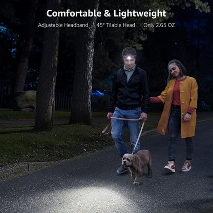 Lepro Stirnlampe LED Wiederaufladbar, 2000 Lux Superhell Kopflampe Stirnlampe mit Rotlicht und 6 Lichtmodi, IPX4 Wasserdicht Leicht Stirnleuchte, Ideal für Camping&Joggen, Rot