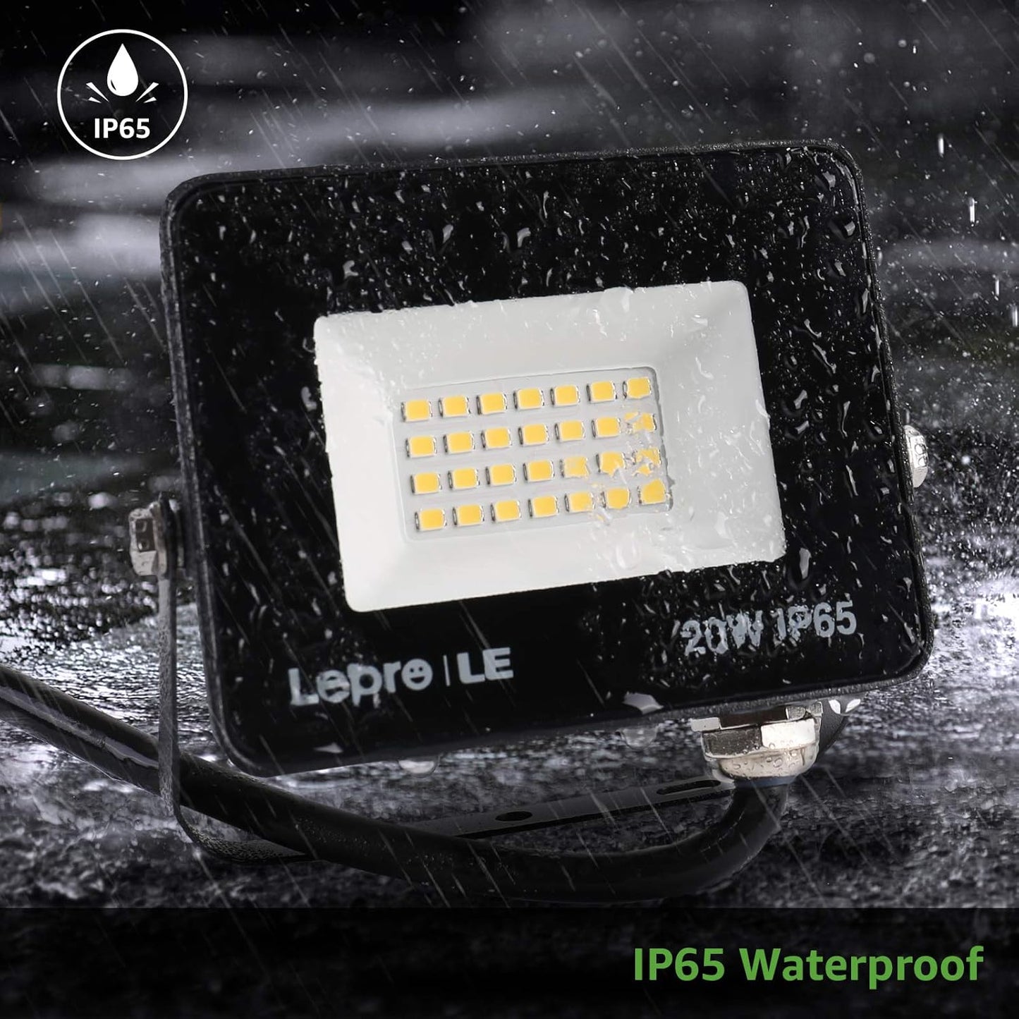 Lepro LED Strahler Außen 2 Stücke, 20W LED Fluter, Superhell 1700LM Außenstrahler 5000K Kaltweiß IP65 Wasserfest Aussenstrahler, Aussenlampe für Hinterhof, Auffahrt, Türen, Garage, Flur, Garten