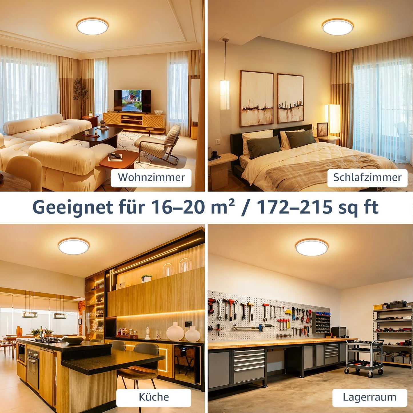Lepro Deckenlampe 24W, IP44 Wasserfest Deckenleuchte，3000K 2400LM Badezimmer Lampe, Warmweiß Deckenleuchte Badezimmer, ideal Badezimmerlampe Decke für Bad Schlafzimmer Flur Küche Wohnzimmer, Ø29.3cm