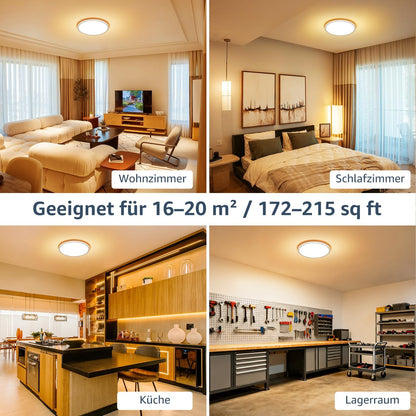 Lepro Deckenlampe 24W, IP44 Wasserfest Deckenleuchte，3000K 2400LM Badezimmer Lampe, Warmweiß Deckenleuchte Badezimmer, ideal Badezimmerlampe Decke für Bad Schlafzimmer Wohnzimmer, Ø29.3cm, 2 Stücke