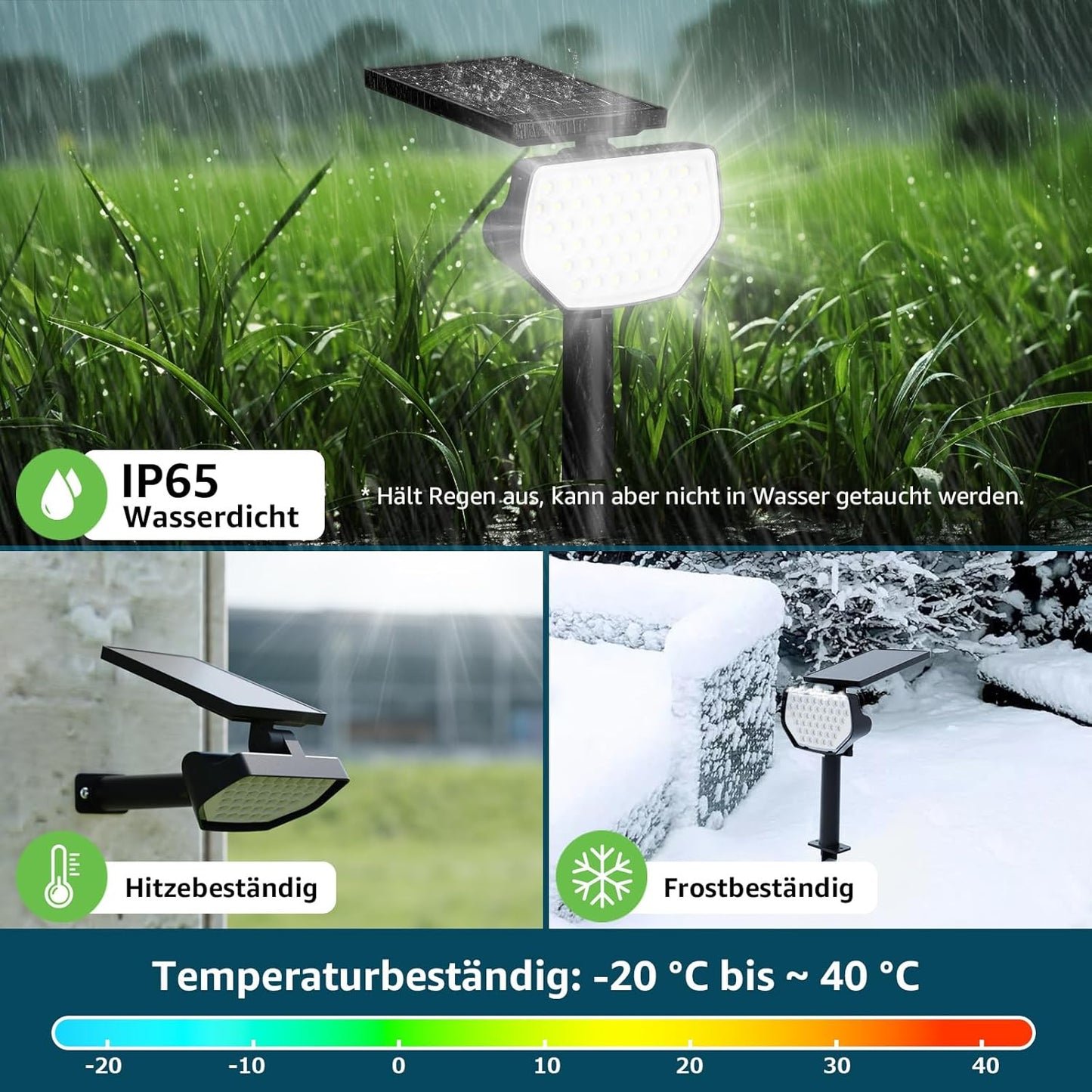Lepro Solarlampen für Außen Garten, IP65 Solarleuchten mit Drehbaren Solar Panel, 2-in-1 Solar Strahler Außen mit 2 Beleuchtungsmodi, Solar Wegeleuchten für Gärten, Eingang, Garage, 4 Stück Warmweiß