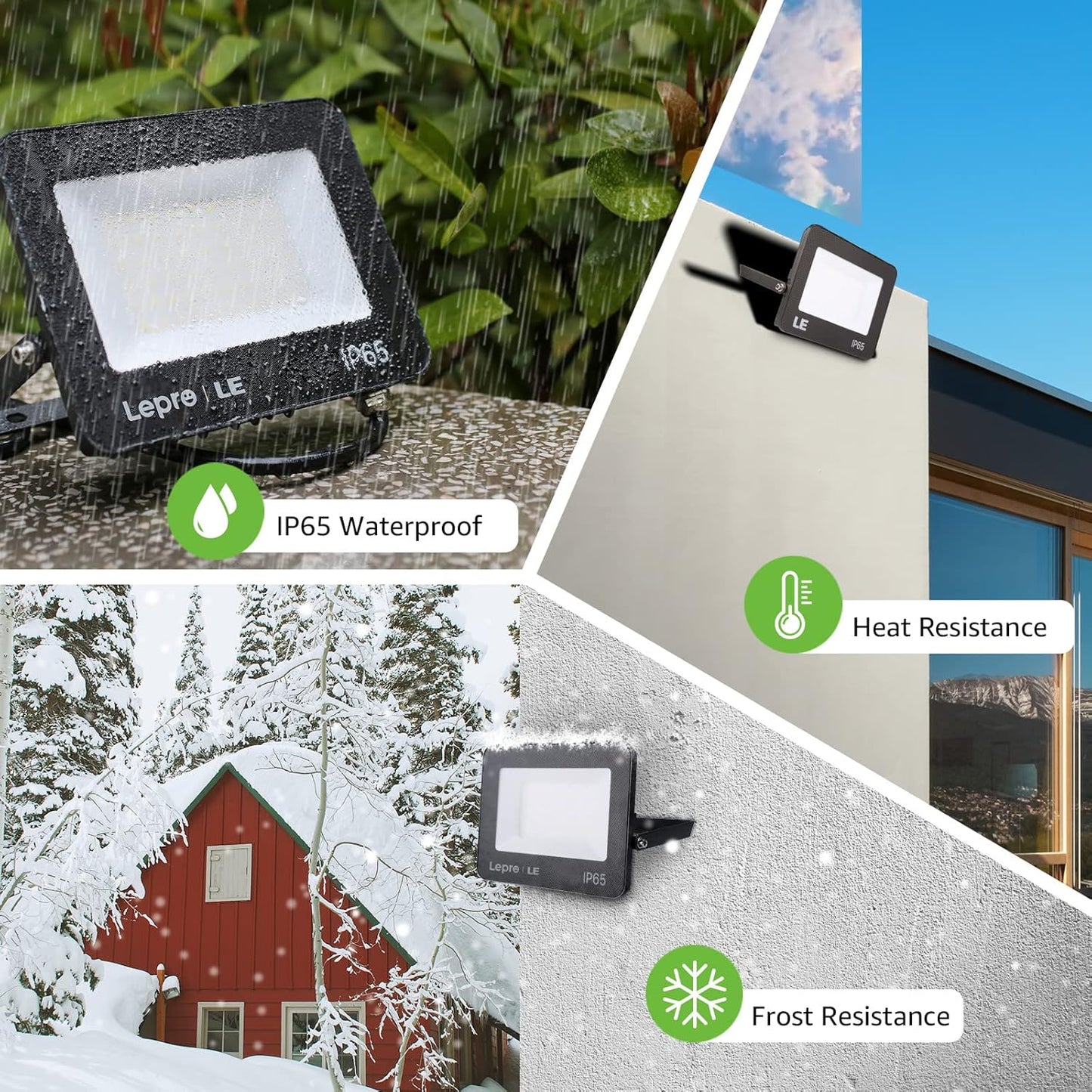 Lepro 50W LED Strahler Außen 2 Stücke, 4250LM Superhell Außenstrahler, IP65 Wasserdicht LED Fluter, 5000K Kaltweiß LED Scheinwerfer, Außenlampe für Garten, Innenhöfe, Garage, Hotel, Sportplatz