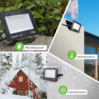 Lepro 50W LED Strahler Außen 2 Stücke, 4250LM Superhell Außenstrahler, IP65 Wasserdicht LED Fluter, 5000K Kaltweiß LED Scheinwerfer, Außenlampe für Garten, Innenhöfe, Garage, Hotel, Sportplatz