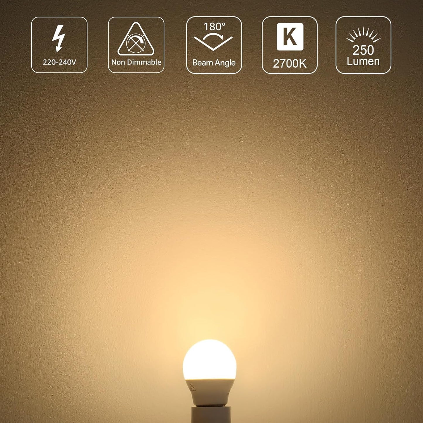 Lepro E27 LED Warmweiss Glühbirne, 2.5 Watt G45 LED Lampe E27, ersetzt 25W Halogenlampe, 250 Lumen Leuchtmittel, 2700 Kelvin Warmweiß, 180° Abstrahlwinkel Energiesparlampe, 5 Stück