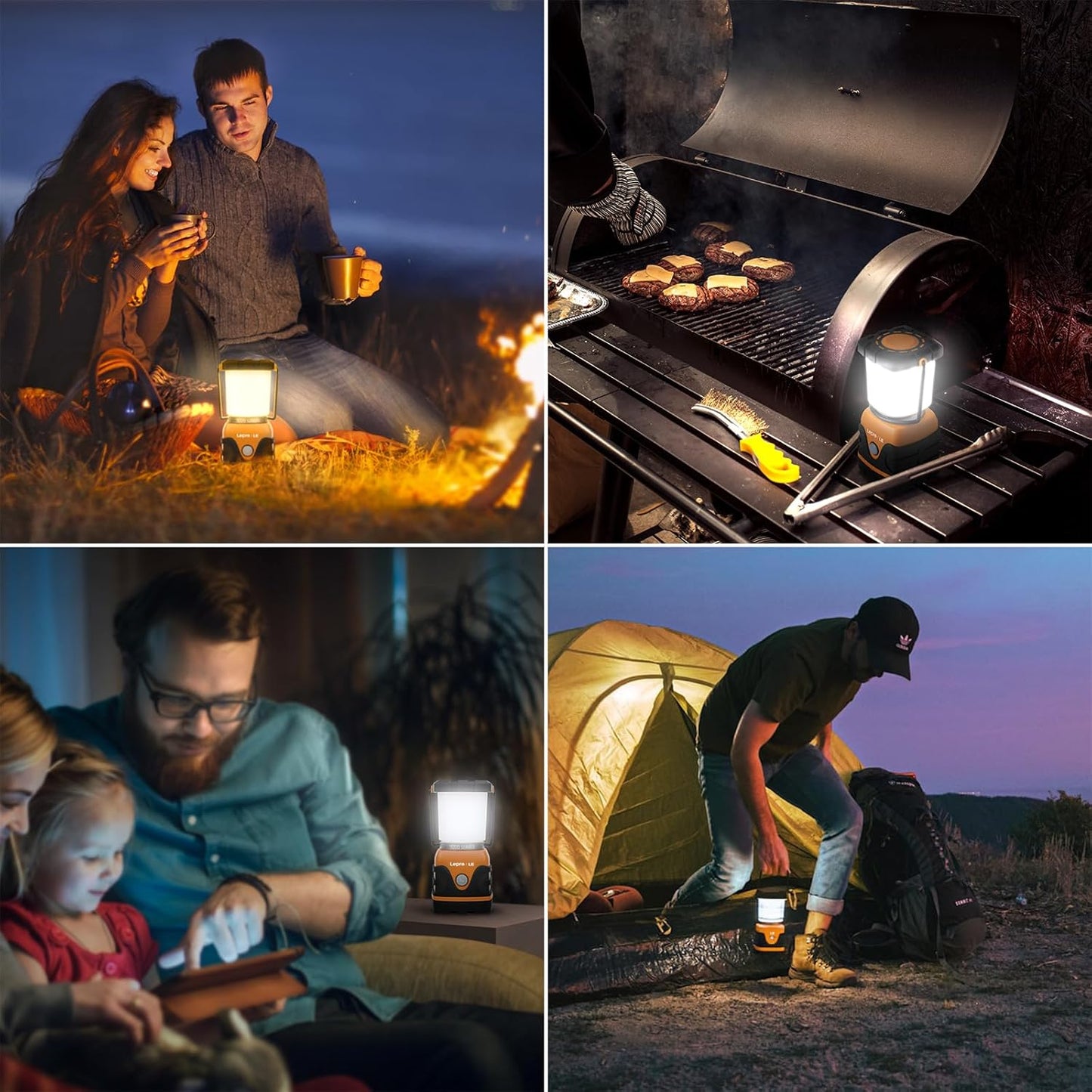 LE LED Campinglampe, Ultra Hell 1000 Lumen, 4 LeuchtmodiI Dimmbar Suchscheinwerfer, Batteriebetrieben Notfallleuchte f¨¹r Stromausf?llen, Wandern, Notfall, Ausf?lle und so weiter, 1 St¨¹ck, Orange